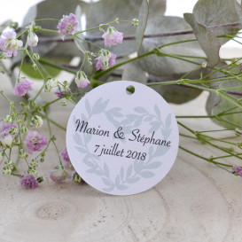 étiquette mariage Provence, olivier, papier blanc