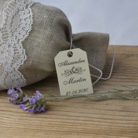 mariage - étiquette - cadeau invité - dragée - olivier - provence -  papier ivoire