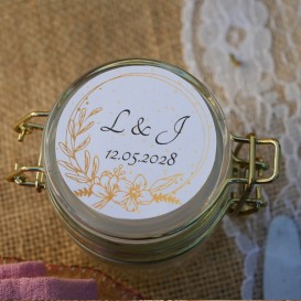 stickers mariage adhésive-initiales-cadeau invité-pot de miel-save the date- décoration mariage-faire-part