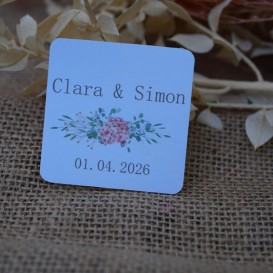 Stickers mariage-eucalyptus-fleurs-rose et vert-adhésif